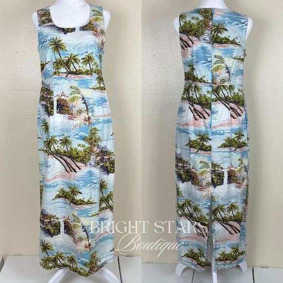 Rare ALT Maxi Dress Similar ASO Rachel Green Friends Beach Hawaiian Print Summer - Picture 5 of 10